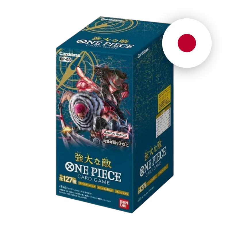 One Piece OP-03 Mighty Enemies Display, japanische Ausgabe — originalverpackter Booster-Karton