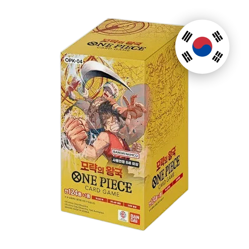 One Piece OP-04 Kingdoms of Intrigue Display, koreanische Ausgabe — originalverpackter Booster-Karton