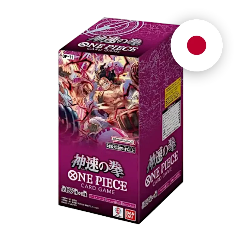 One Piece OP-11 A Fist of Divine Speed Display, japanische Ausgabe — originalverpackter Booster-Karton