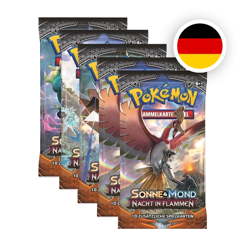 Pokemon S/M Nacht in Flammen Booster, deutsche Ausgabe — versiegeltes Boosterpack