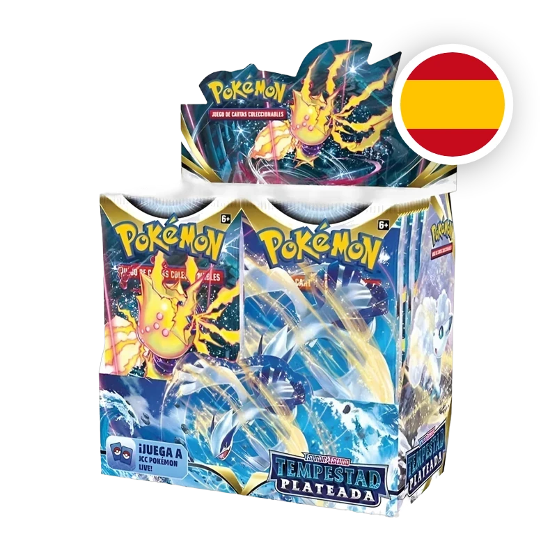 Pokemon SW/SH Tempestad Plateada Display, spanische Ausgabe — originalverpackter Booster-Karton
